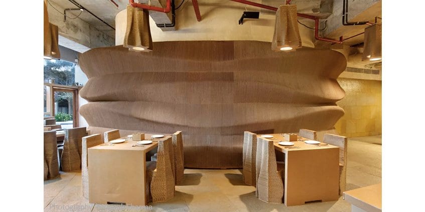 corrugated cardboard cafe