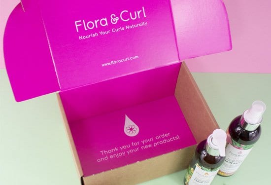 Flora & Curl's bespoke brand packaging from Packaging Supplies Ltd.